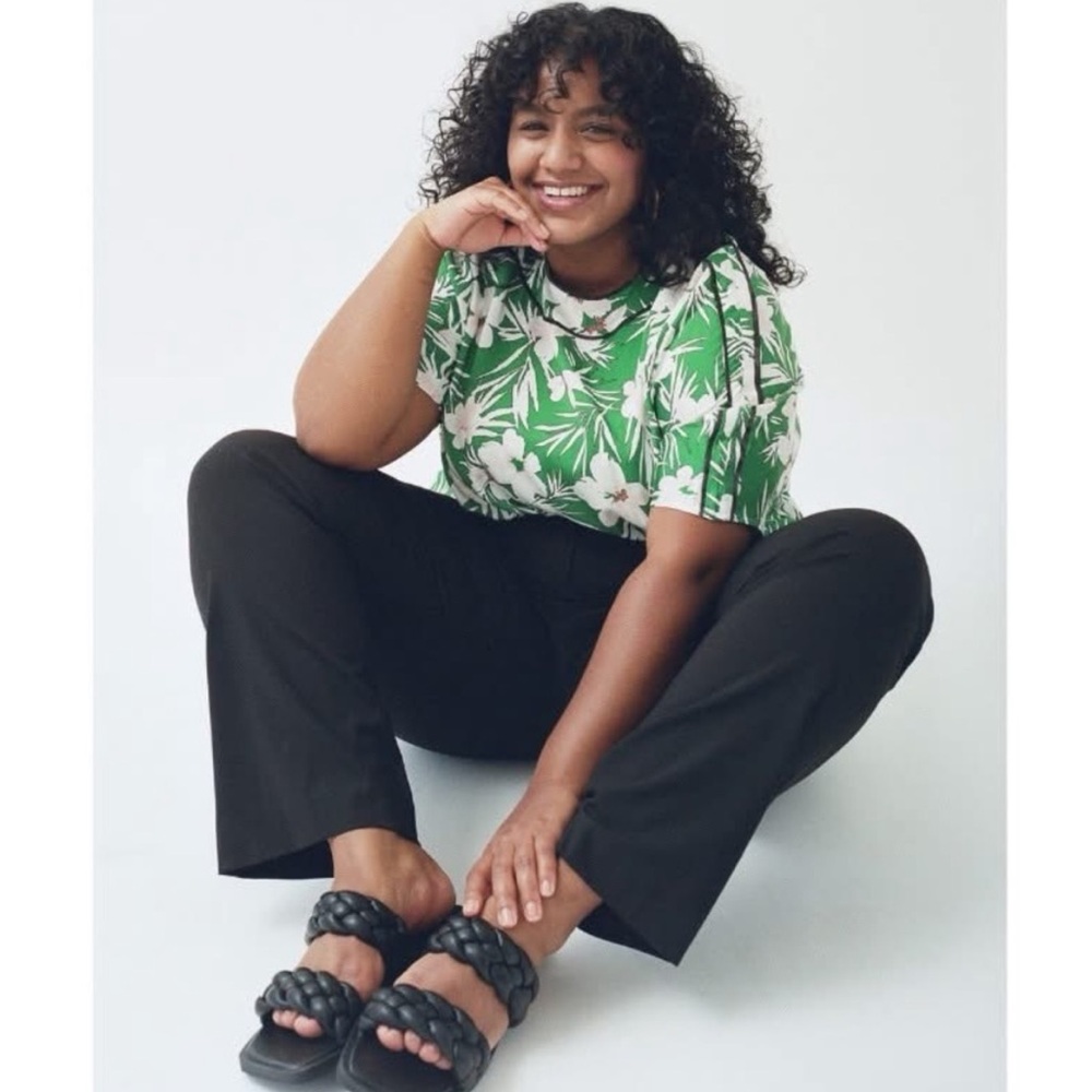 Pari Passu Marni style Kelly green floral tropical Hawaii relaxed size 4 (14/16)